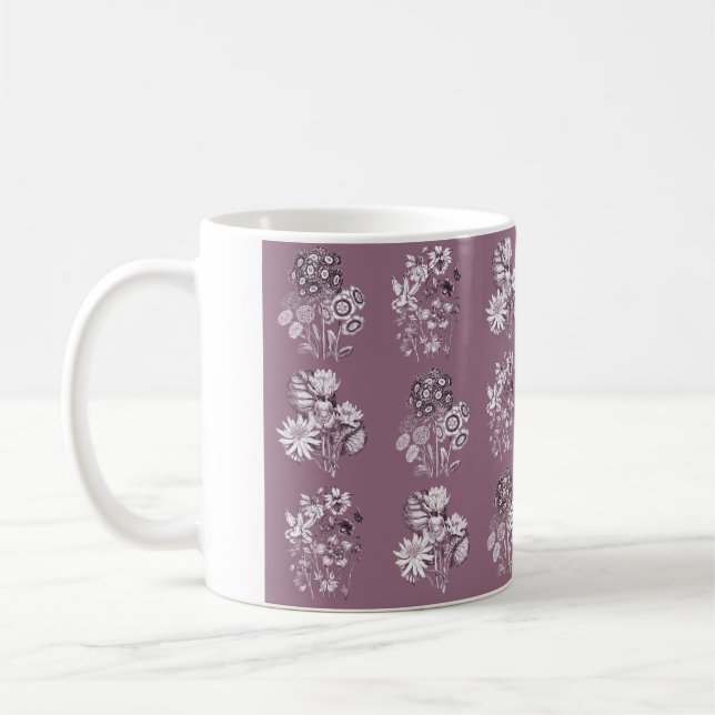 Monochrome Blume in Maul Tasse (Links)