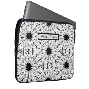 Monochrome Blume Muster Notebook-Sieb Laptopschutzhülle