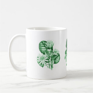 Monochrome Blumen in Grün Tasse