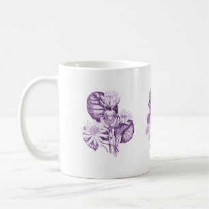 Monochrome Blumen in Lila Kaffeetasse