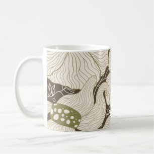 Monochrome Blumen umreißen stilisierte elegante Bl Kaffeetasse