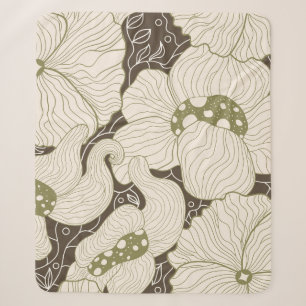 Monochrome Blumen umreißen stilisierte elegante Bl Sherpadecke