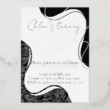 Monochrome Blumen und Silberfolie Geburtstag