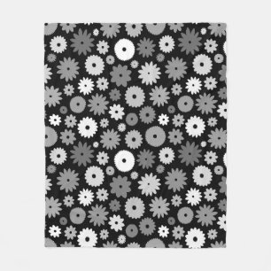 Monochrome Blüten großes Muster Fleecedecke