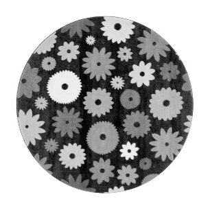 Monochrome Blüten großes Muster Schneidebrett
