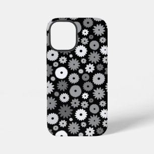 Monochrome Blüten Wiederholungsmuster iPhone 12 Mini Hülle