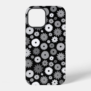 Monochrome Blüten Wiederholungsmuster iPhone 12 Hülle