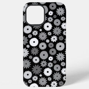 Monochrome Blüten Wiederholungsmuster iPhone 12 Pro Max Hülle