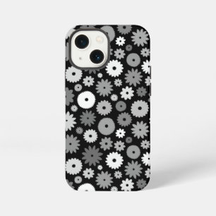 Monochrome Blüten Wiederholungsmuster iPhone 13 Mini Hülle