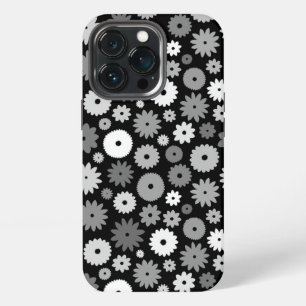 Monochrome Blüten Wiederholungsmuster iPhone 13 Pro Hülle