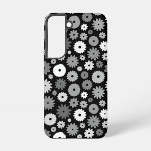 Monochrome Blüten Wiederholungsmuster Samsung Galaxy Hülle