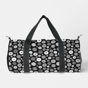 Monochrome Blütenmuster Duffle Bag