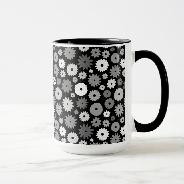 Monochrome Blütenmuster Tasse (Rechts)