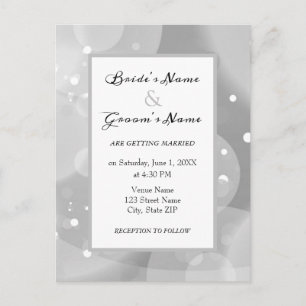 Monochrome Bokeh-Hochzeitseinladung Postkarte