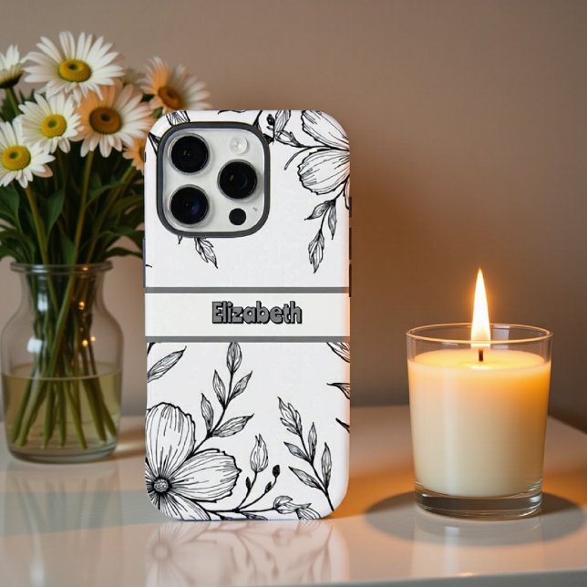 Monochrome Botanische Linie Art Smartphone Case-Mate iPhone Hülle (Von Creator hochgeladen)