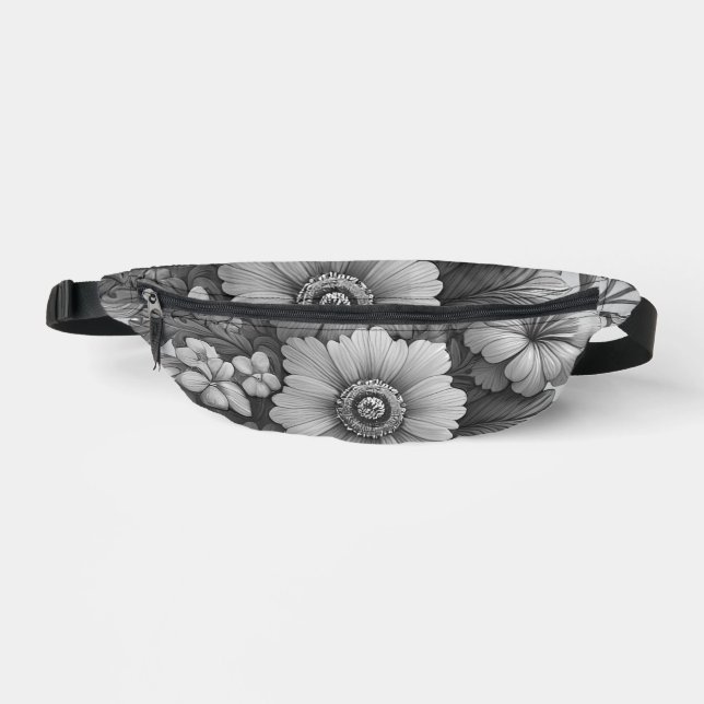 Monochrome Bouquet von Blume Bauchtasche (Vorderseite)