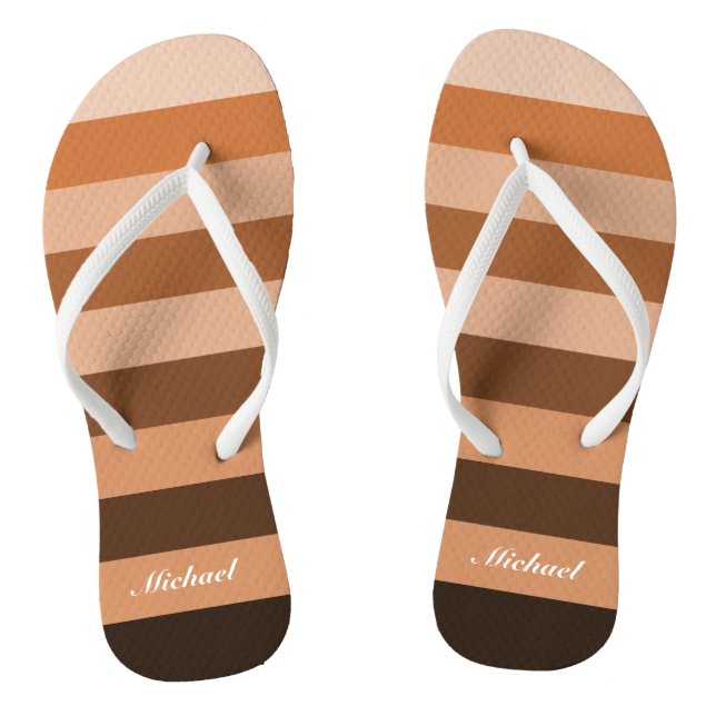 Monochrome braune Blockstreifenmuster Flip Flops (Fußbett)