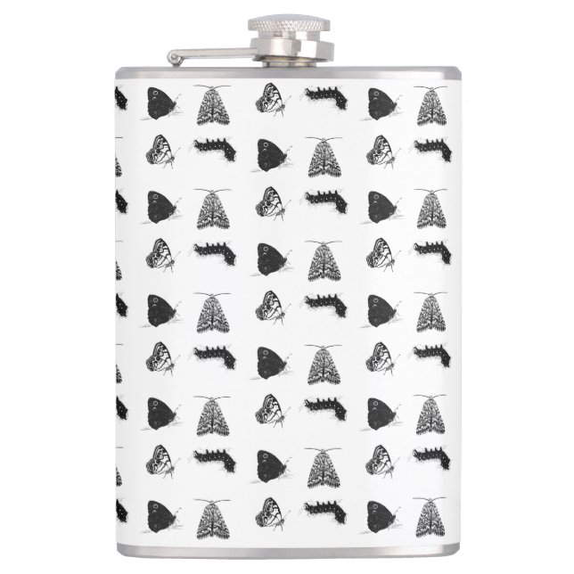 Monochrome Butterfly Flachmann (Vorderseite)