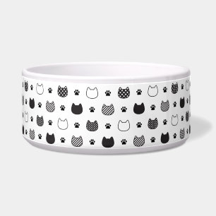 Monochrome Cat Faces Keramik Pet Bowl Napf