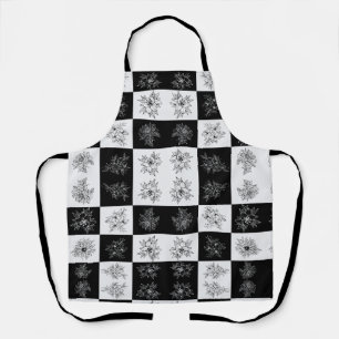 Monochrome Checkerboard-Blume Elegantes Muster Schürze
