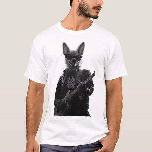Monochrome Chihuahua Gitarrist Weißes T-Shirt