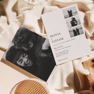 Monochrome Classic Foto Collage Wedding Einladung