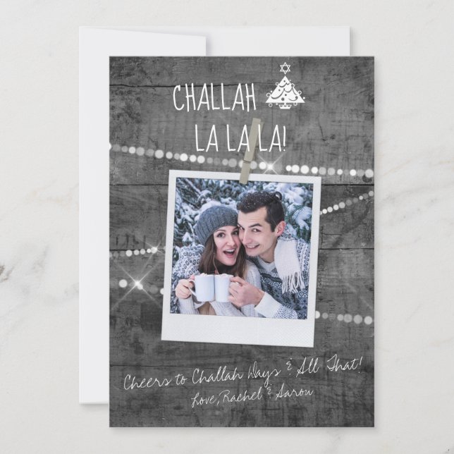 Monochrome Color Pop Foto Chrismukkah-Karte (Vorderseite)