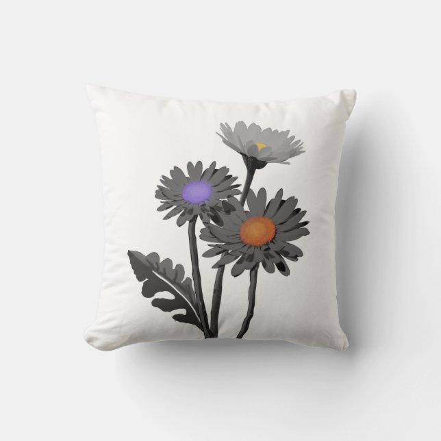 Monochrome Daisys Kissen (Vorderseite)