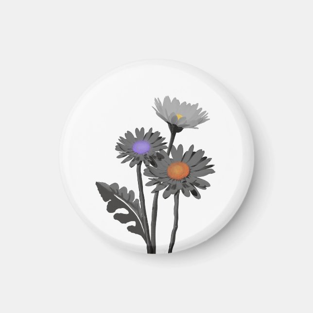 Monochrome Daisys-Magnete Magnet (Vorne)