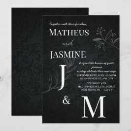 Monochrome Deutsche Und Script Hochzeit  Einladung