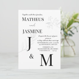 Monochrome Deutsche Und Script Hochzeit  Einladung