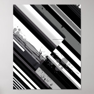 Monochrome diagonale Abstraktion Poster