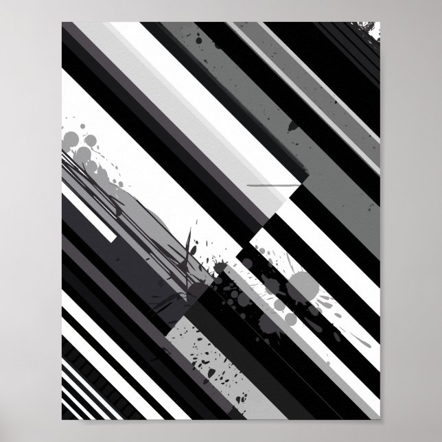 Monochrome diagonale Abstraktion Poster (Vorne)