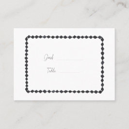 Monochrome Diamant-Muster-Platzkarte Platzkarte