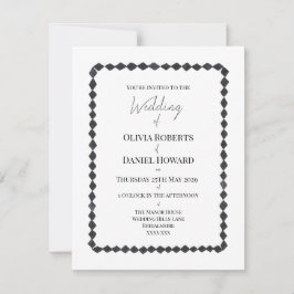 Monochrome Diamant-Rahmen-Hochzeitseinladung Save The Date
