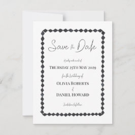 Monochrome Diamant Rahmen Save the Date Karte