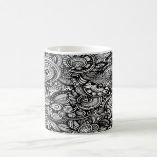 Monochrome Doodle-Tasse - Ein handGezeichnet Wunde Kaffeetasse