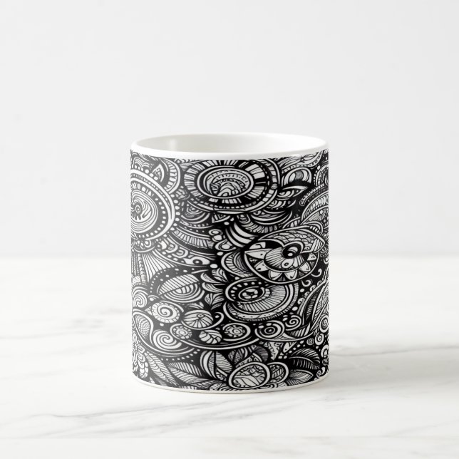 Monochrome Doodle-Tasse - Ein handGezeichnet Wunde Kaffeetasse (Mittel)