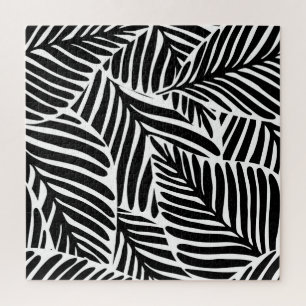 Monochrome Dschungel-Geometrie nahtloses Muster Puzzle