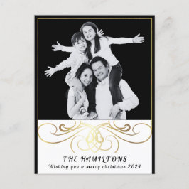 Monochrome Elegance Schwarz-Weiß-Postkarte Feiertagspostkarte