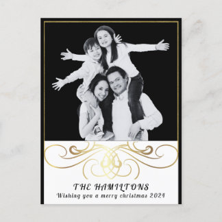 Monochrome Elegance Schwarz-Weiß-Postkarte Feiertagspostkarte