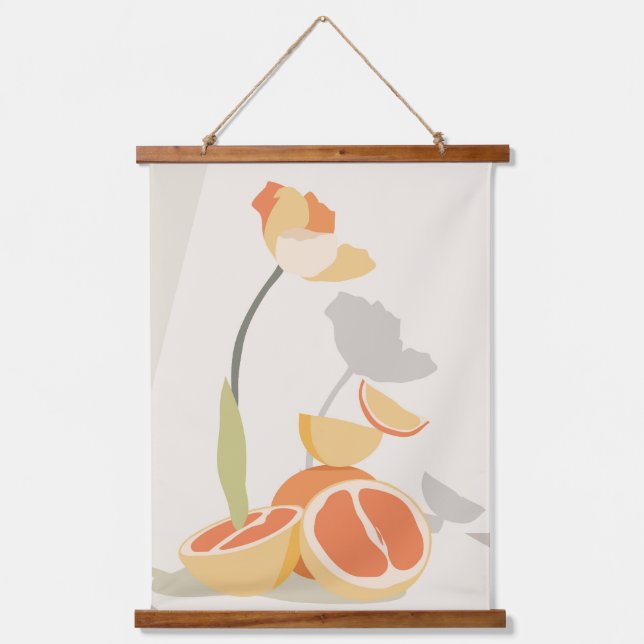 Monochrome Elegance Wandteppich Mit Holzrahmen (Vorderseite)