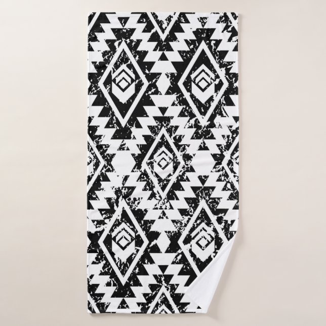 Monochrome, ethnisch nahtlose Muster Badehandtuch (Badehandtuch)