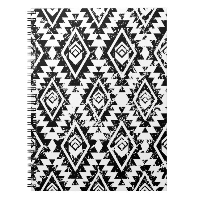 Monochrome, ethnisch nahtlose Muster Notizblock (Vorderseite)