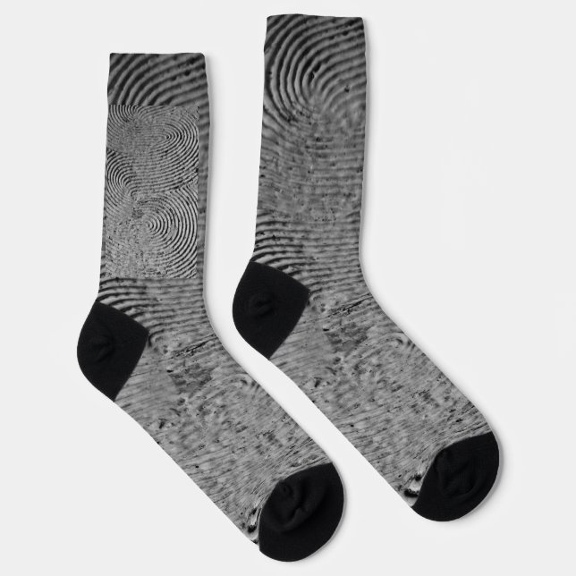 Monochrome Fingerabdruck-Muster-Socken Socken (Rechts)