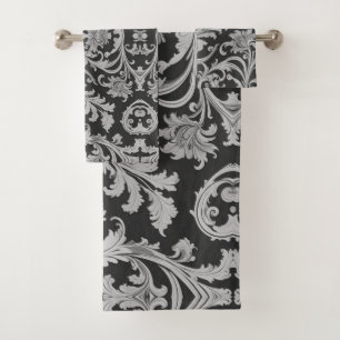 Monochrome Fleur Antique Muster Badhandtuch Set