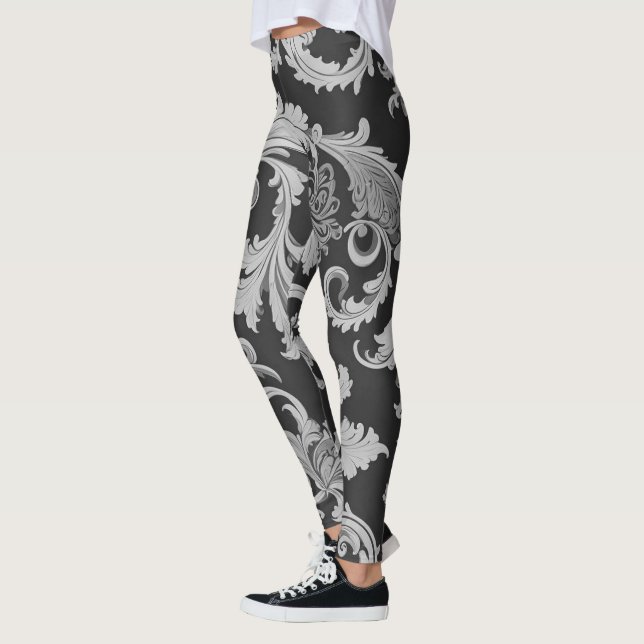 Monochrome Fleur Antique Muster Leggings (Links)