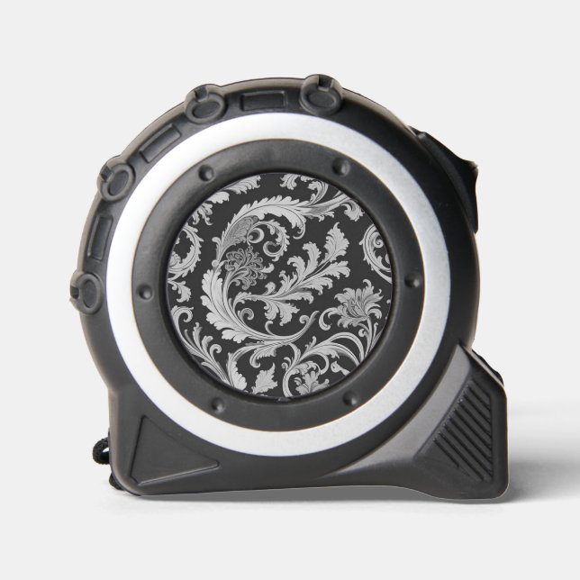 Monochrome Fleur Antique Muster Maßband (Vorderseite)