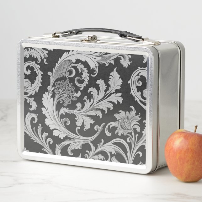 Monochrome Fleur Antique Muster Metall Brotdose (Beispiel)