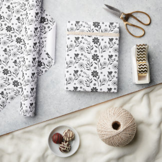 Monochrome Floral Geschenkpapier